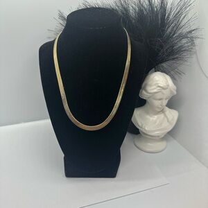 Elegant Gold Tone vintage  Herringbone Necklace 18”